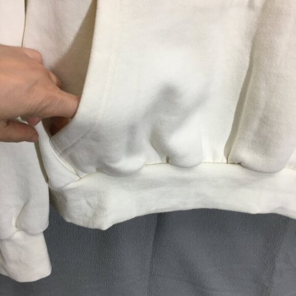 LAB STUDIO Womens Hoodie Size Large Kangaroo Pocket Ivory Fleece Lining - Picture 4 of 15
